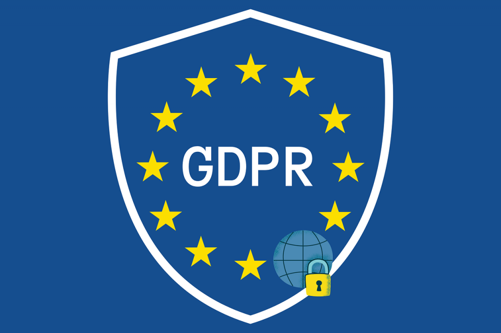 European Union flag with GDPR text