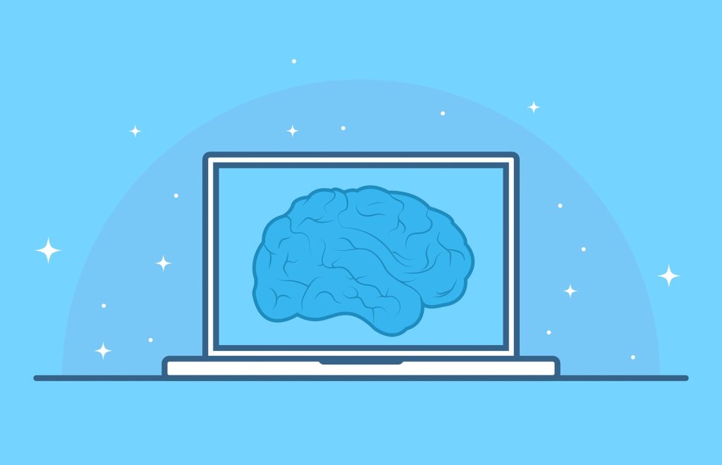 A brain image on a computer