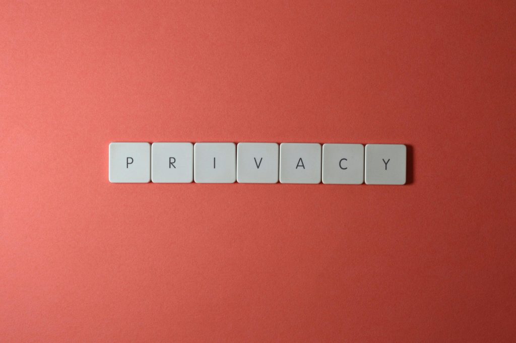 Privacy spelt with scrabble letters