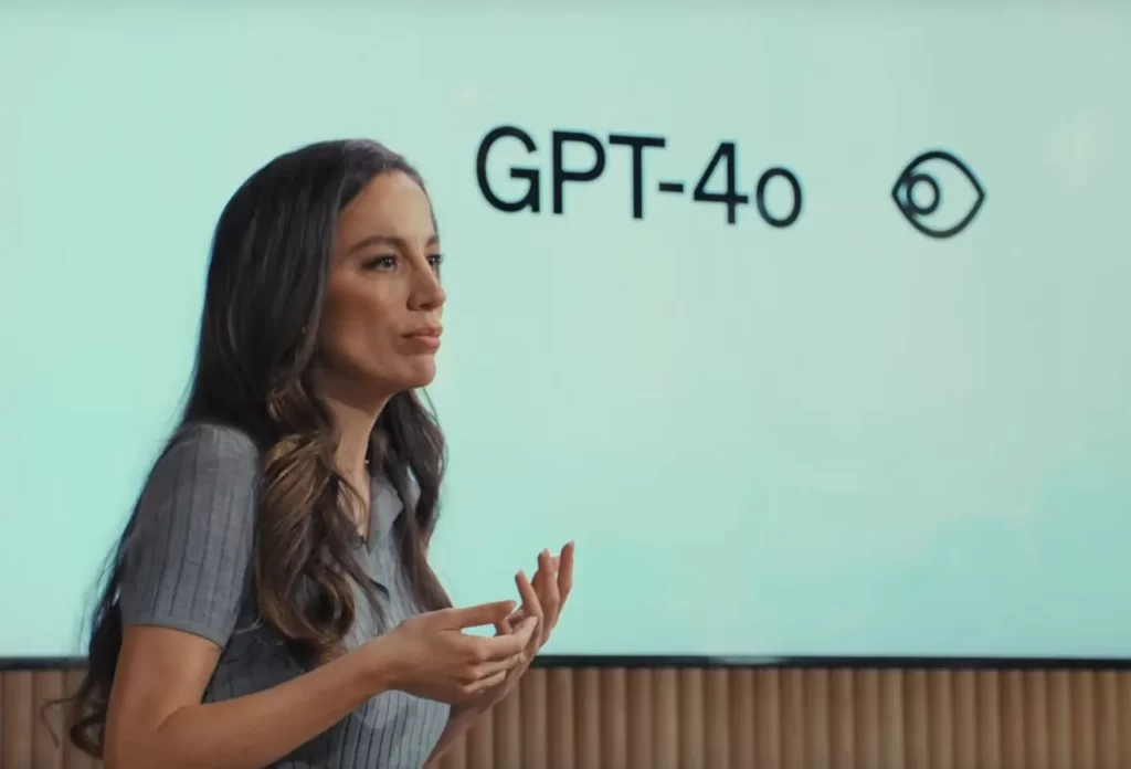 Image of a woman presenting GPT-4o